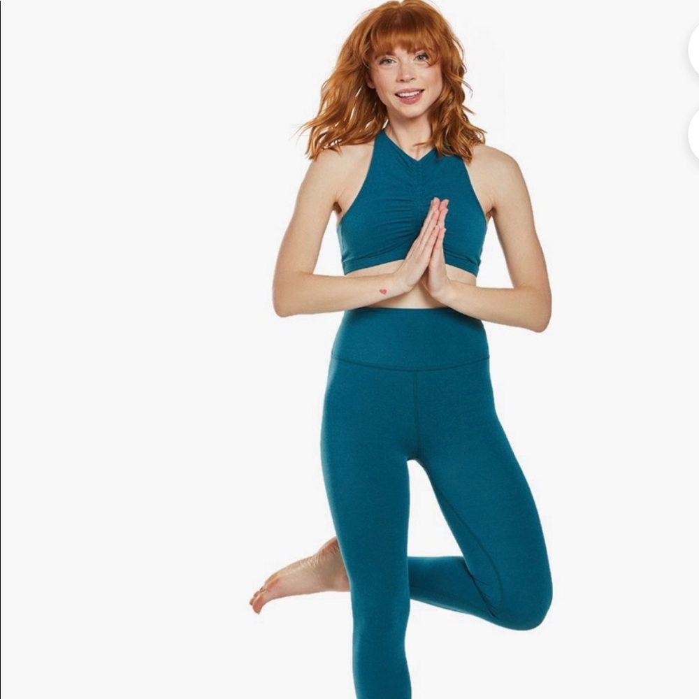 Beyond Yoga Plush and Ruched Set- Bali Blue Size M